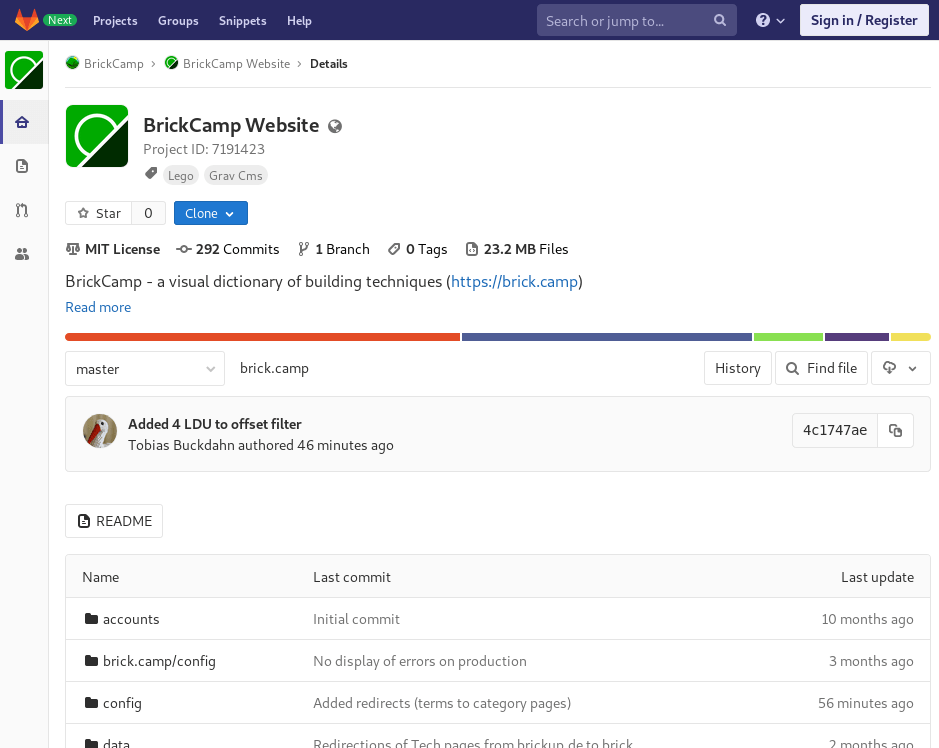Bildschirmfoto zu BrickCamp Repository